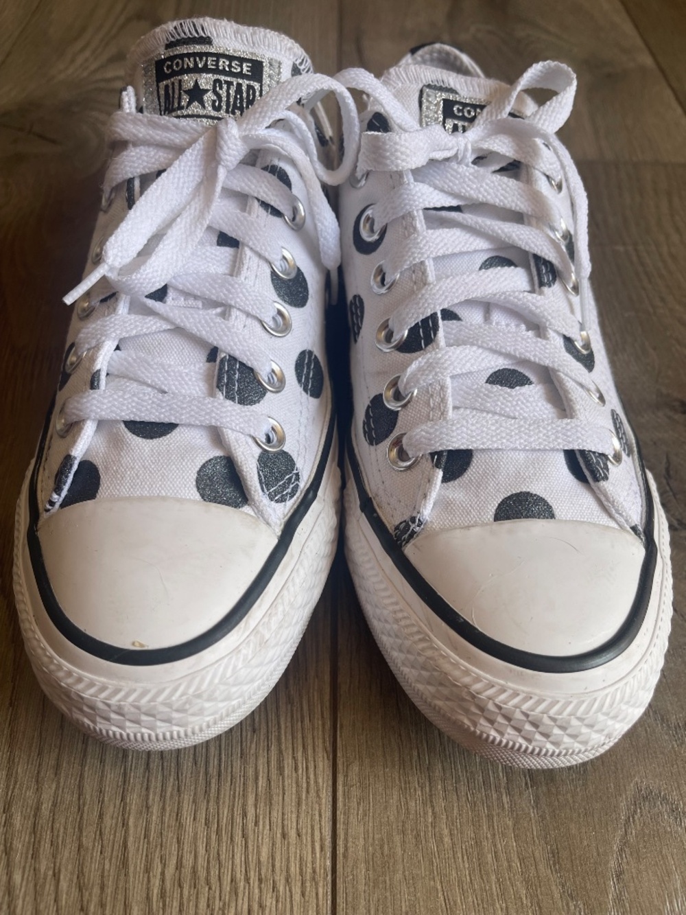 Black & White Polka Dot Low Top Converse - Picture 2 of 4